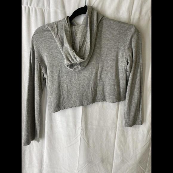 Girls Malibu Sugar Gray Crop Hoodie Long Sleeve W/ Rainbow Checks Size Medium 10 - Picture 3 of 3